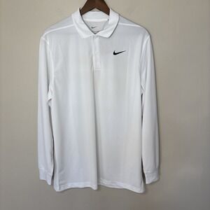 NWT Nike Dri-FIT Victory Men's Long-Sleeve Golf Polo DN2344-100 Medium White